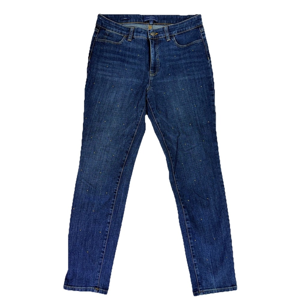 Talbots Simply Flattering Ankle Jeans Women's size 6 Studded Stretch Blue Denim